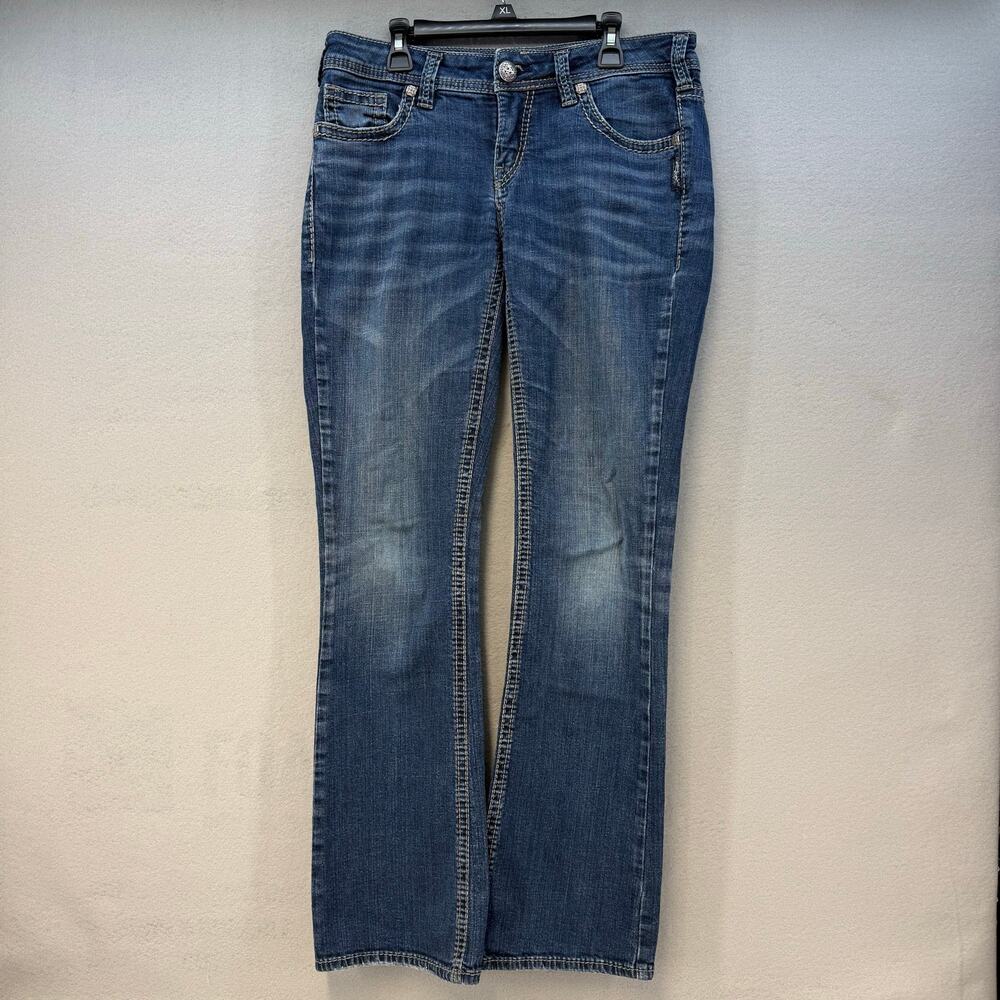 Silver Jeans Women's 30x33 (10) Blue Aiko Mid Boot Cut Jeans